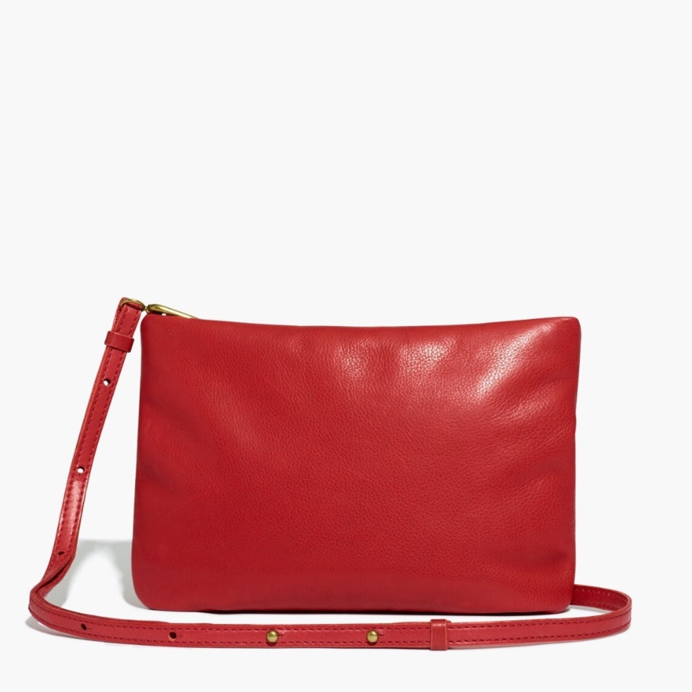 Madewell Red Leather Puff Crossbody Bag